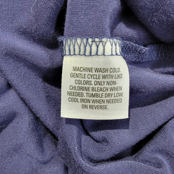 Style & Co Macys Navy Blue Jersey Knit Dress Gold Braid Trim Grecian Size M - Picture 8 of 10